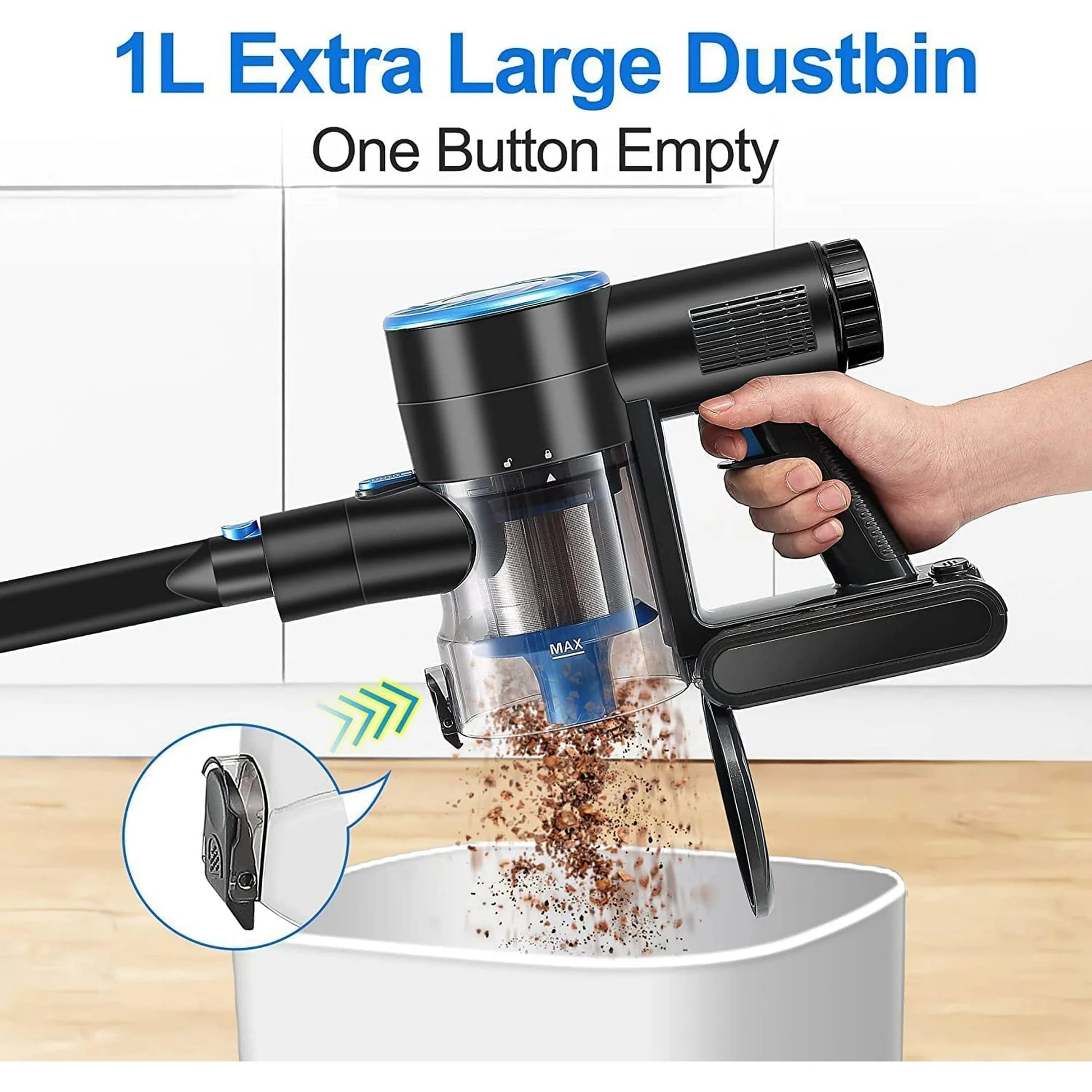 Vacuum Cleaner, Cordless Stick Vacuum for Carpet and Hardwood Floors Andpet Hair, 6 in 1 Cordless Vacuum with Led Lights