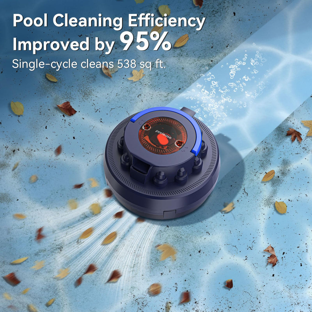 Poolease X2 Cordless Pool Cleaner Robot, Robotic Pool Vacuum for Above/In Ground Pool, 45W Dual-Motor, Self-Parking, Enhanced with 2L Debris Capacity (Dark Blue)