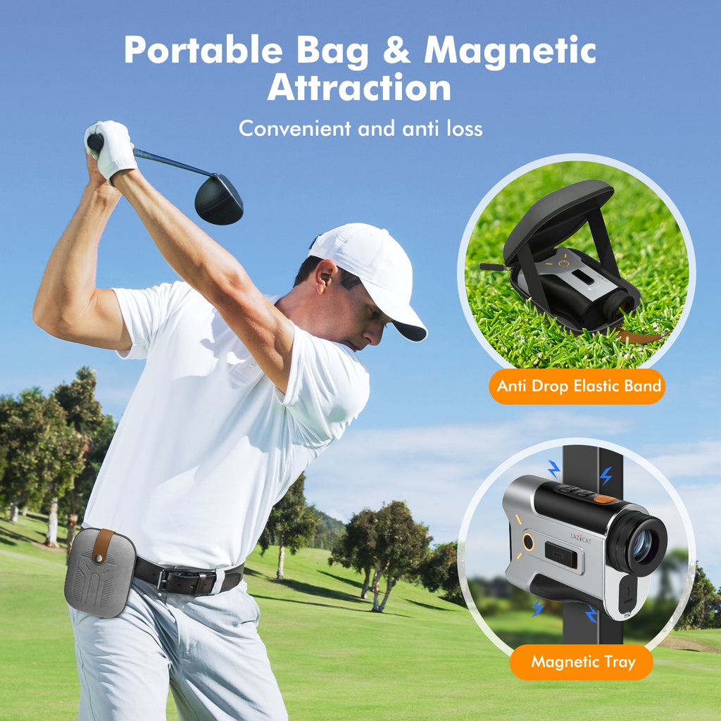 Golf Rangefinder with Slope, 1200 Yards Laser Range Finder Golfing Dimmable, 7X Magnification, Flag Lock Vibration, Measure Speed, Rechargeable with Magnet