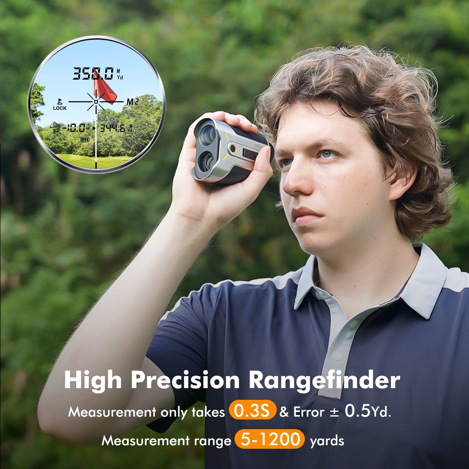 Golf Rangefinder with Slope, 1200 Yards Laser Range Finder Golfing Dimmable, 7X Magnification, Flag Lock Vibration, Measure Speed, Rechargeable with Magnet