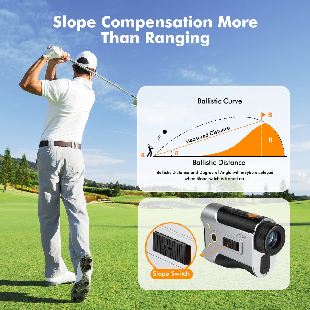 Golf Rangefinder with Slope, 1200 Yards Laser Range Finder Golfing Dimmable, 7X Magnification, Flag Lock Vibration, Measure Speed, Rechargeable with Magnet