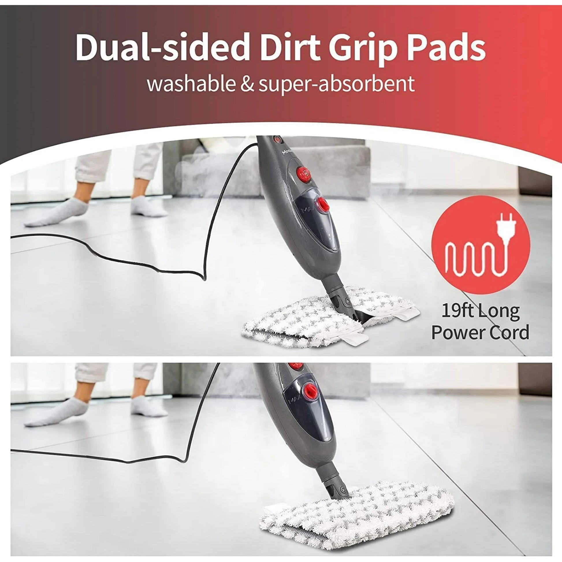 10-in-1 Steam Mop, Steam Mop for Floors, Detachable Steam Cleaner for Tile and Hardwood Floor Cleaning, Gray