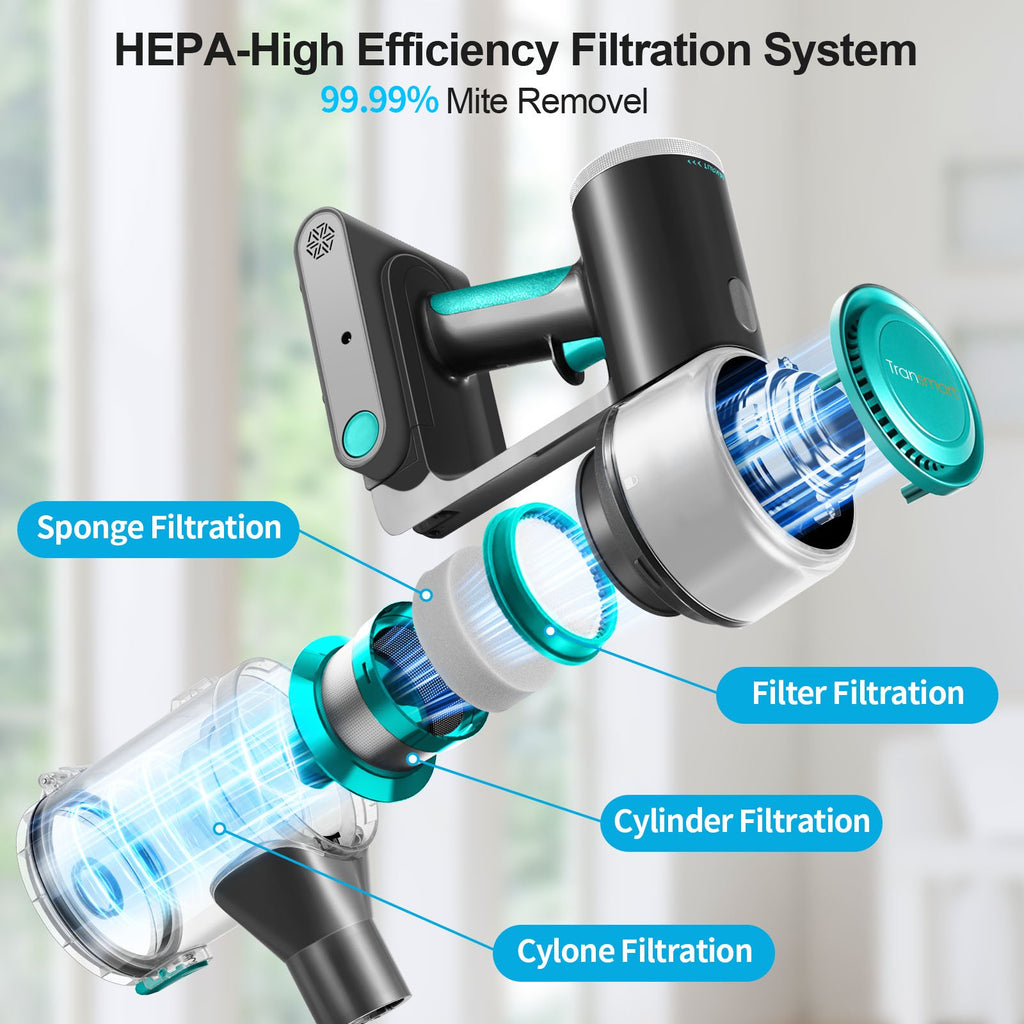 Cordless Vacuum Cleaner, 22Kpa Stick Vacuum with LED Screen, Rechargeable Vacuum Cleaner for Hardwood Carpet Pet Hair