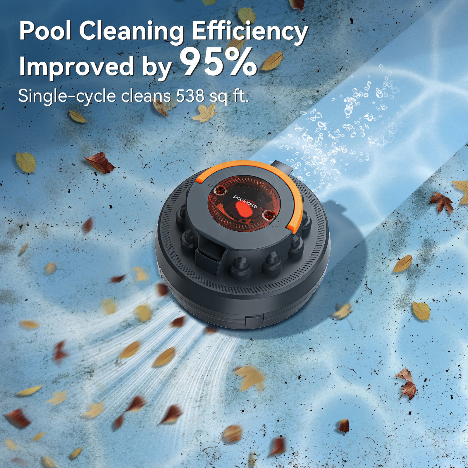 Poolease X2 Cordless Pool Cleaner Robot, Robotic Pool Vacuum for Above/In Ground Pool, 45W Dual-Motor, Self-Parking, Enhanced with 2L Debris Capacity (Navy Blue)
