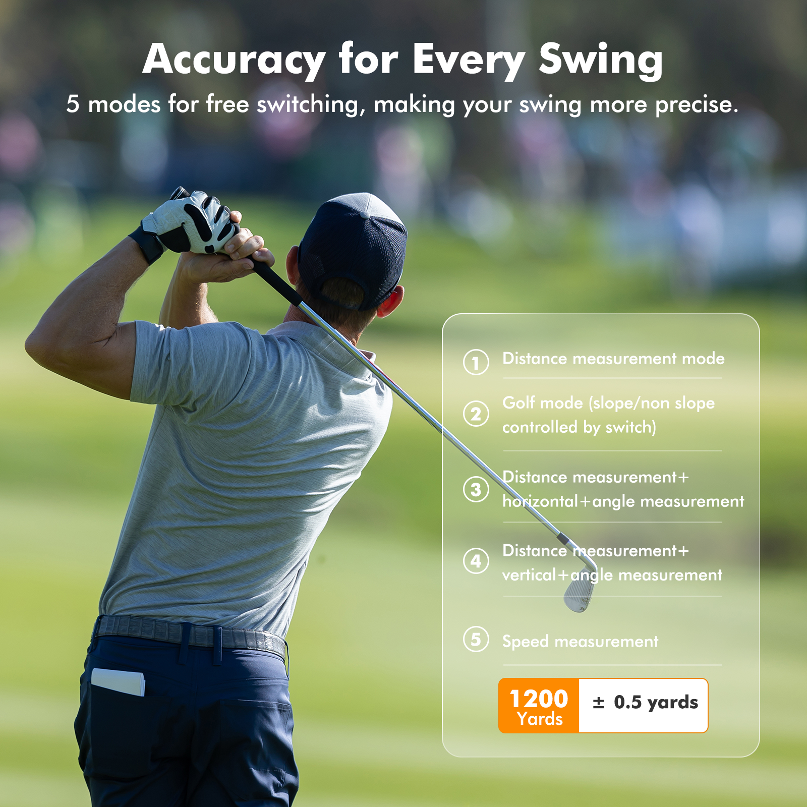 Golf Rangefinder with Slope, 1200 Yards Laser Range Finder Golfing Dimmable, 7X Magnification, Flag Lock Vibration, Measure Speed, Rechargeable with Magnet