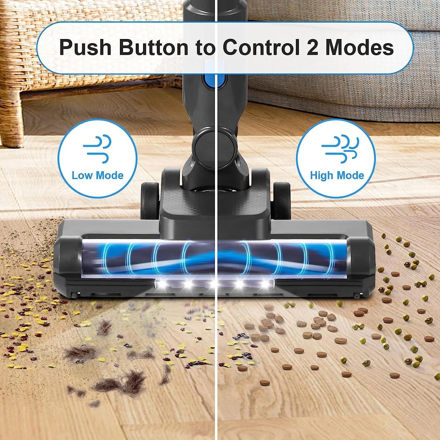 Vacuum Cleaner, Cordless Stick Vacuum for Carpet and Hardwood Floors Andpet Hair, 6 in 1 Cordless Vacuum with Led Lights