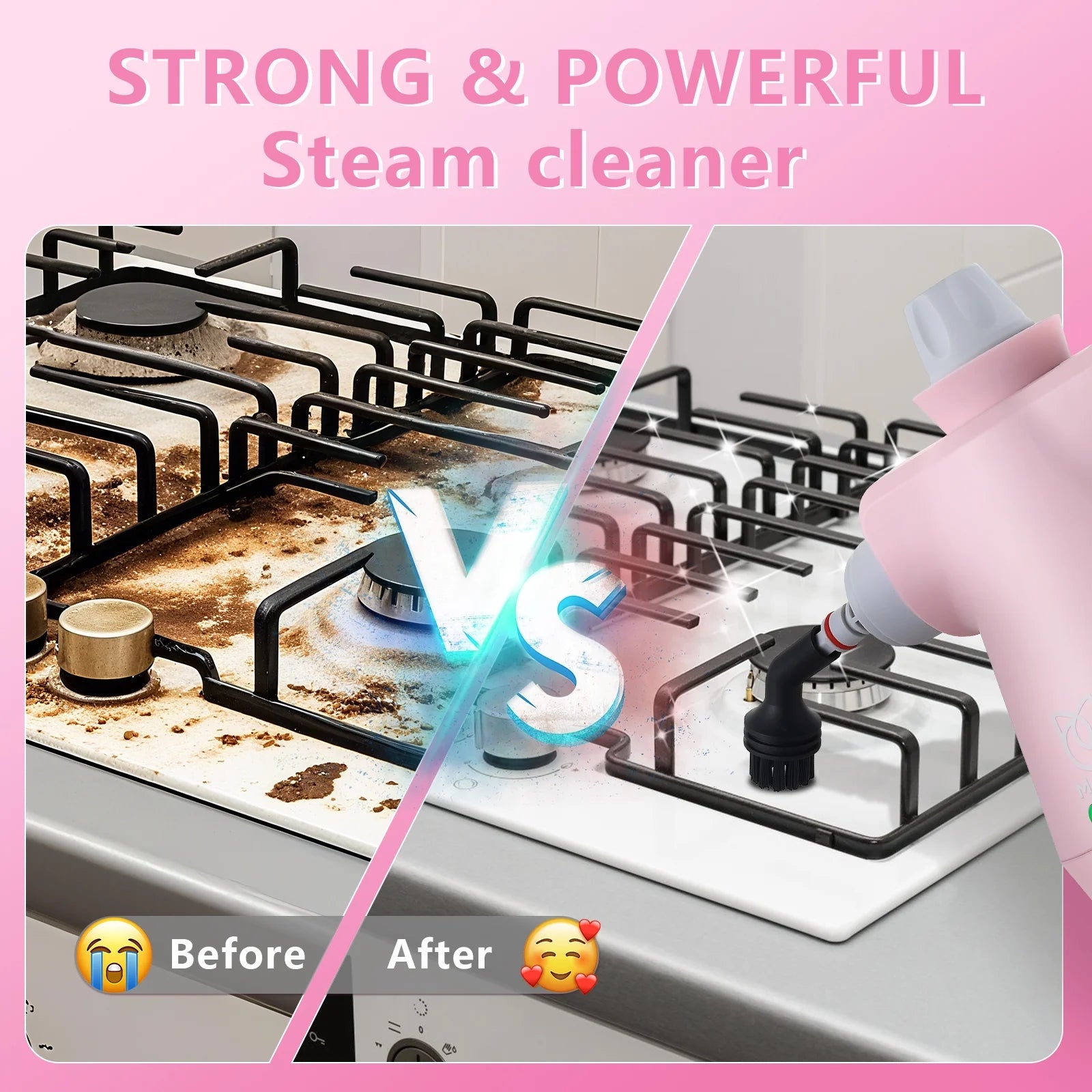 Handheld Steam Cleaner, 12 in 1 Steamer Cleaning& Safety Lock, Multi-Surface & Powerful Home Use for Cleaning, Car, Bathroom, Shower, Window, Grime, Grease