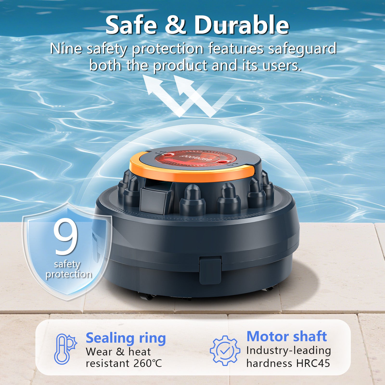 Poolease X2 Cordless Pool Cleaner Robot, Robotic Pool Vacuum for Above/In Ground Pool, 45W Dual-Motor, Self-Parking, Enhanced with 2L Debris Capacity (Navy Blue)