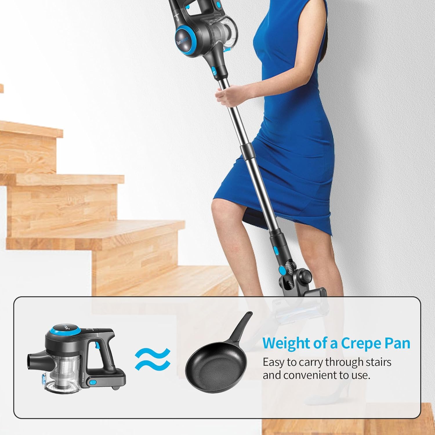 Cordless Vacuum Cleaner, Electric Rechargeable Stick Vac Cleaner with 40 Minutes Runtime Lightweight with Powerful Suction Handheld Vacuum Cleaner for Home Floors Carpets Pet Hair Car