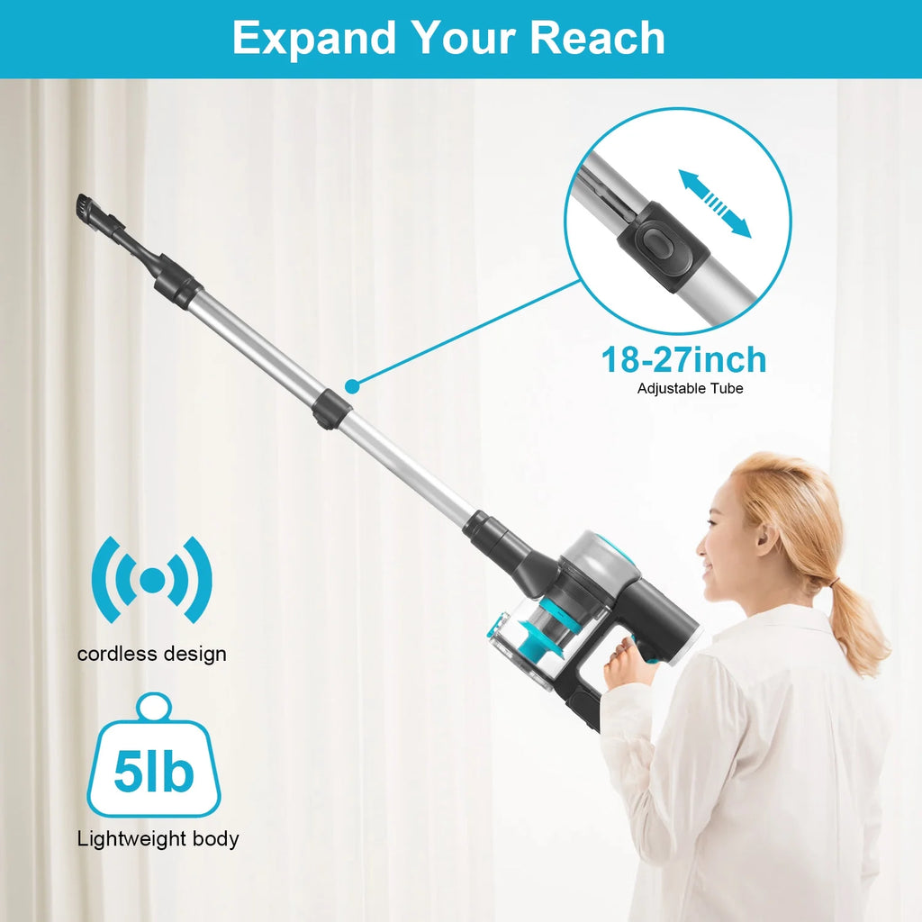 Cordless Vacuum Cleaner, 22Kpa Stick Vacuum with LED Screen, Rechargeable Vacuum Cleaner for Hardwood Carpet Pet Hair