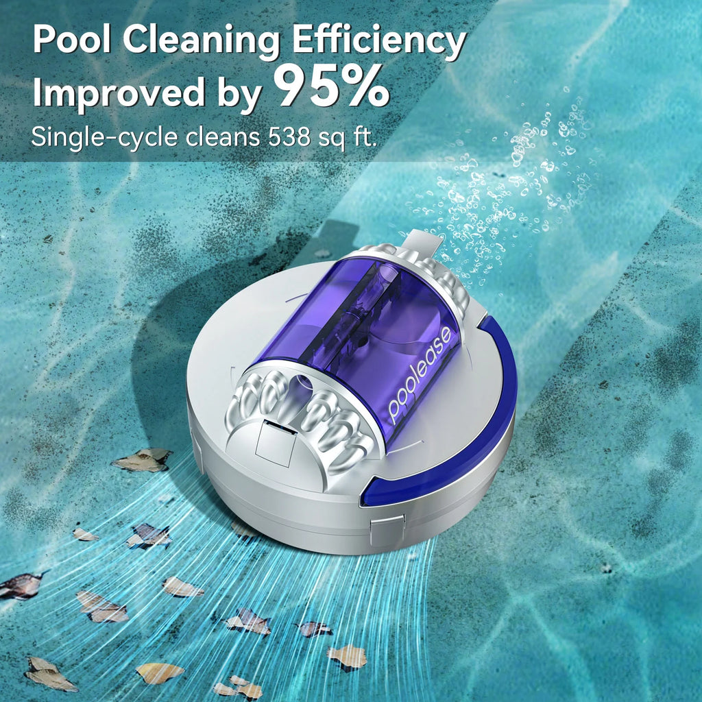 Poolease Cordless Robotic Pool Cleaner, Dual 45W Motors, 90mins Automatic Pool Vacuum with 2L Large Debris Bin, Self-Parking, 40% Enlarged Suction Inlets for Inground & Above Ground Pools