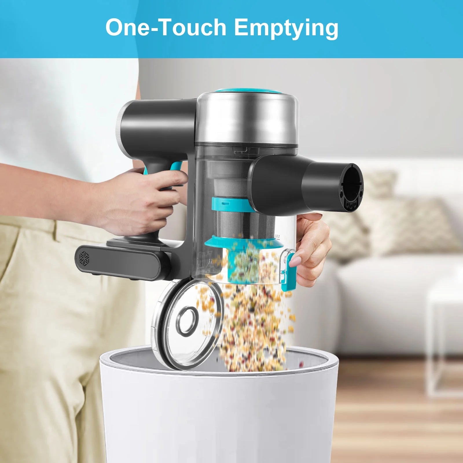 Cordless Vacuum Cleaner, 22Kpa Stick Vacuum with LED Screen, Rechargeable Vacuum Cleaner for Hardwood Carpet Pet Hair