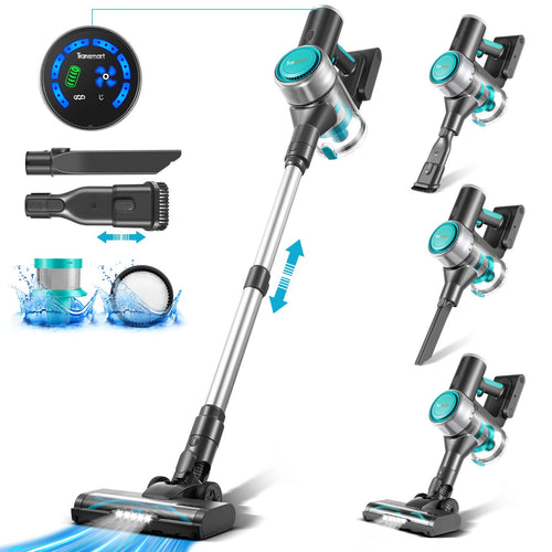 Cordless Vacuum Cleaner, 22Kpa Stick Vacuum with LED Screen, Rechargeable Vacuum Cleaner for Hardwood Carpet Pet Hair