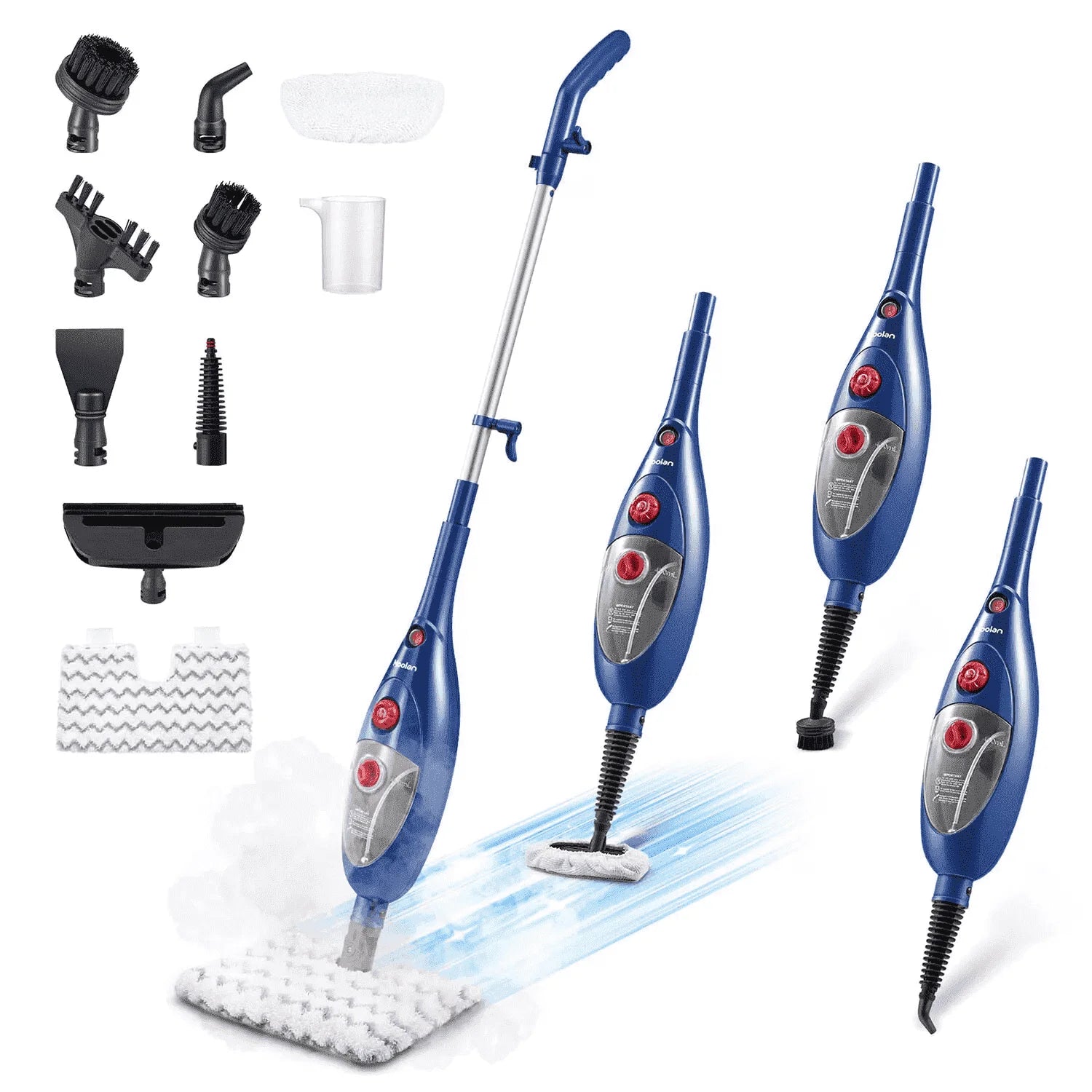 Steam Mop, 10 in 1 Floor Cleaning, Detachable Steam Mop for Tile and Hardwood, Handheld Domestic Steam Cleaner, Blue