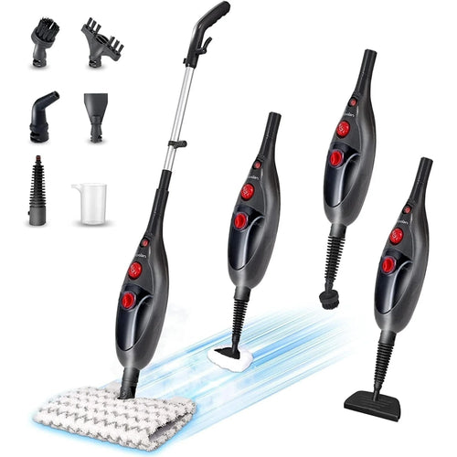 10-in-1 Steam Mop, Steam Mop for Floors, Detachable Steam Cleaner for Tile and Hardwood Floor Cleaning, Gray