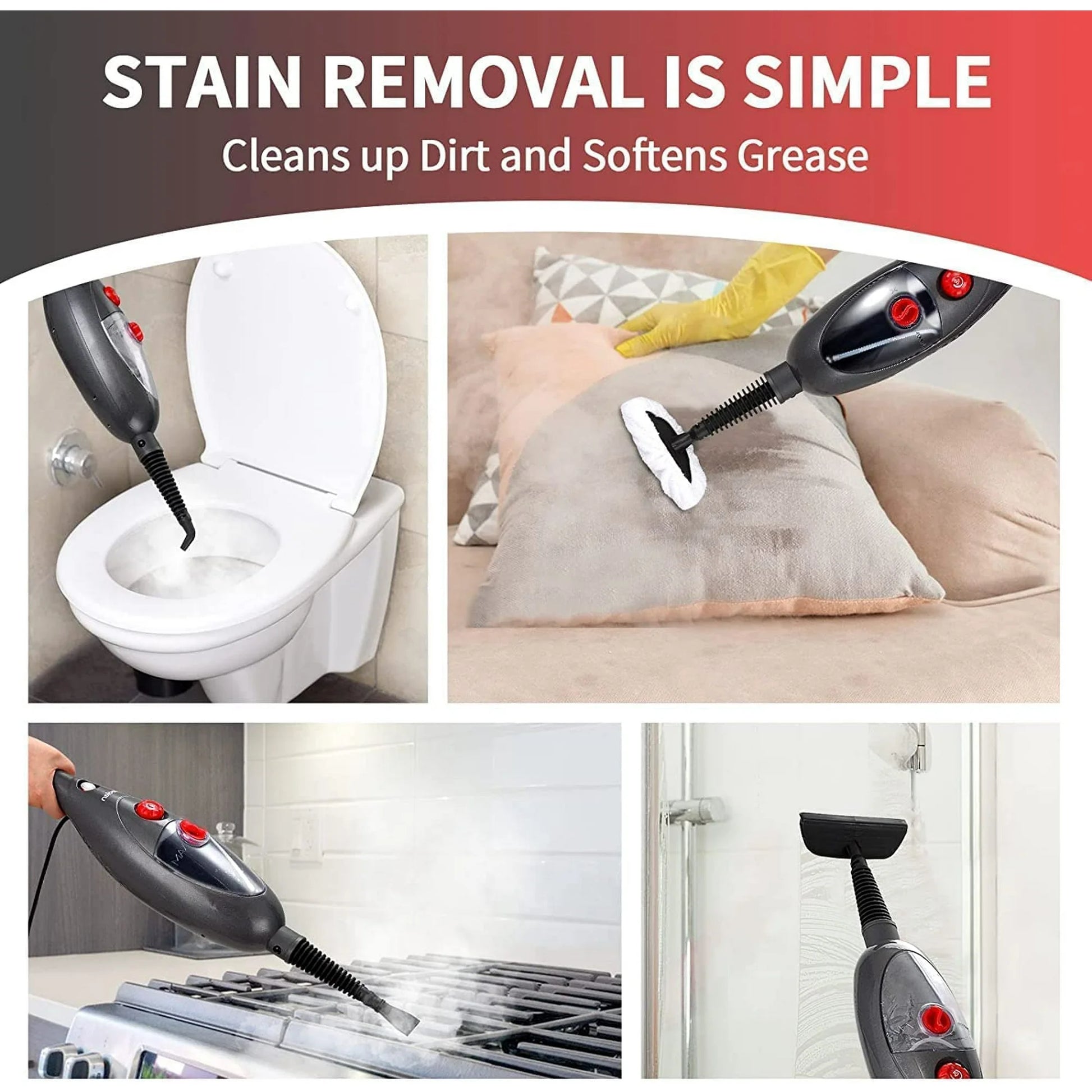 10-in-1 Steam Mop, Steam Mop for Floors, Detachable Steam Cleaner for Tile and Hardwood Floor Cleaning, Gray
