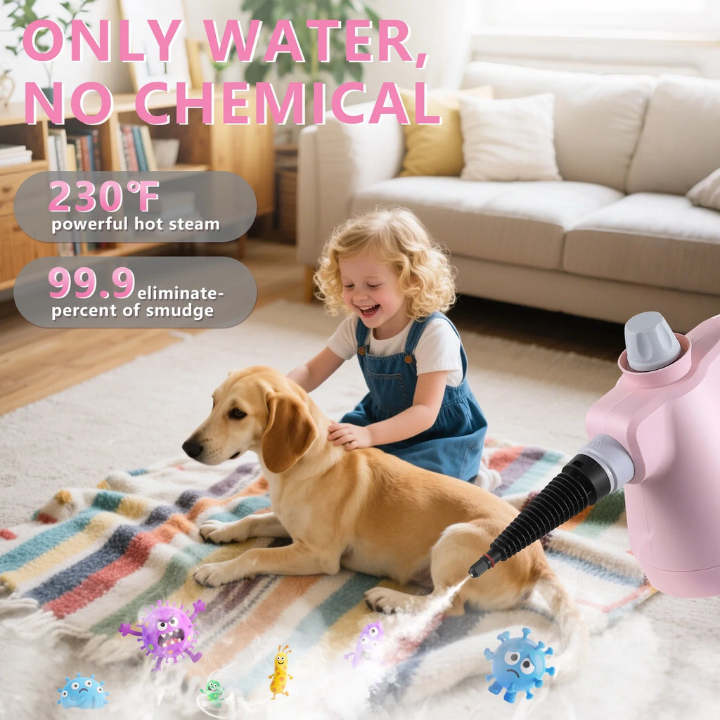 Handheld Steam Cleaner, 12 in 1 Steamer Cleaning& Safety Lock, Multi-Surface & Powerful Home Use for Cleaning, Car, Bathroom, Shower, Window, Grime, Grease