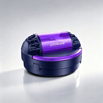 Poolease X1 cordless robotic pool cleaner in dark blue and purple.